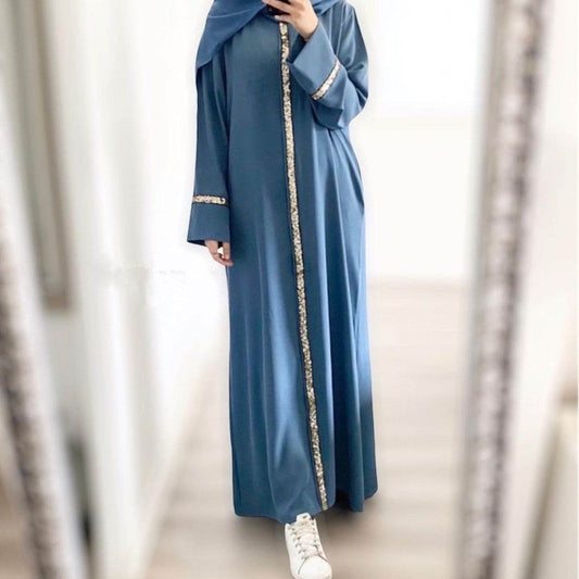 Elegant Long Sleeve Dress with Sequin Trims - Price Value Store