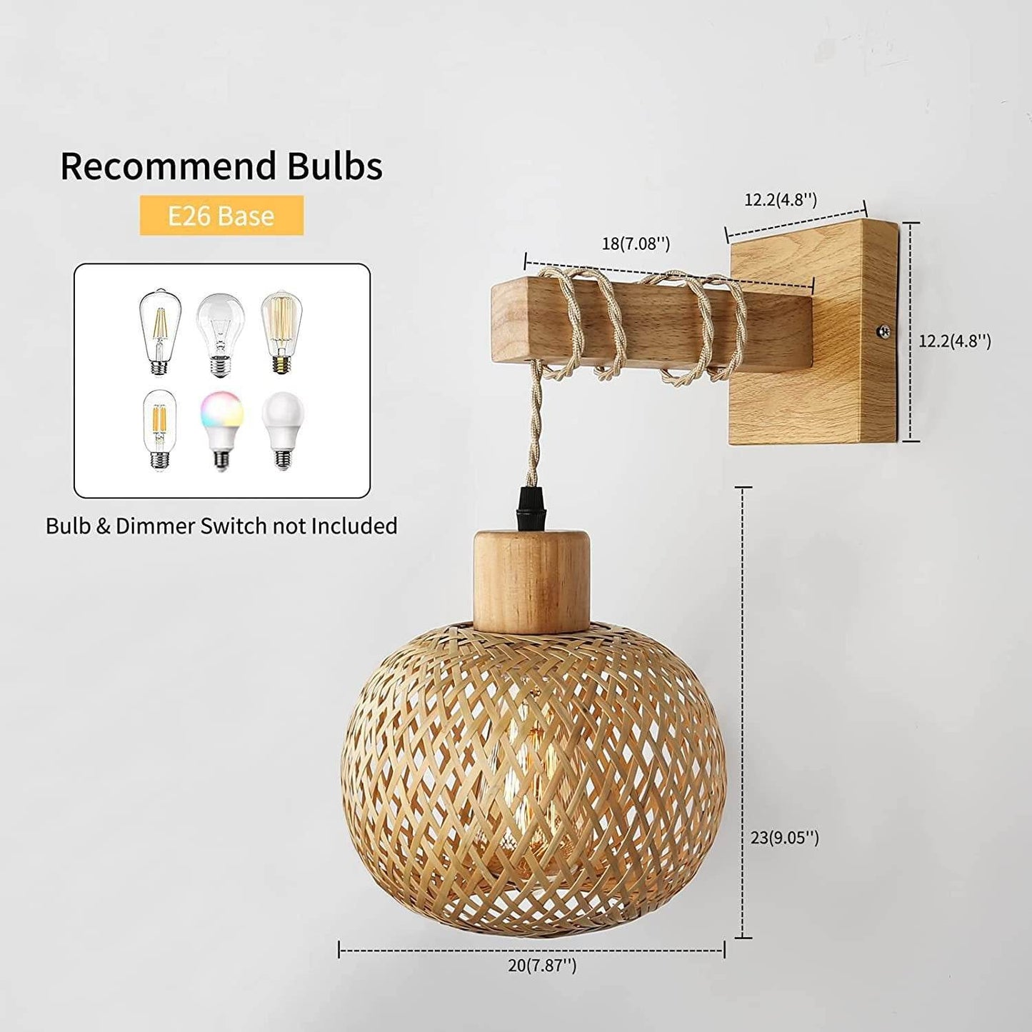Bamboo woven bedside wall lamp - Price Value Store