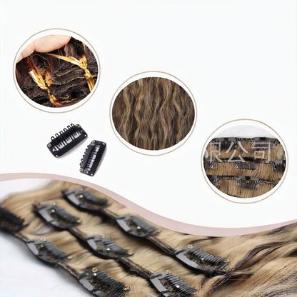 Small roll clip hair extension wig