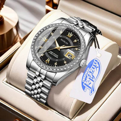 2025 New Roman Numerals Diamond Calendar Steel Band Watch Luminous Waterproof High Color Value Watch Cross-border Hot Sale - Price Value Store