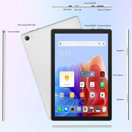 BESTSKI 10 inch Tablet Android 14 Tablet, 8GB RAM + 32GB ROM (1TB TF) Octa-Core 2.0 GHz, WiFi 6, Bluetooth 5.0, Type-C ,White - Price Value Store
