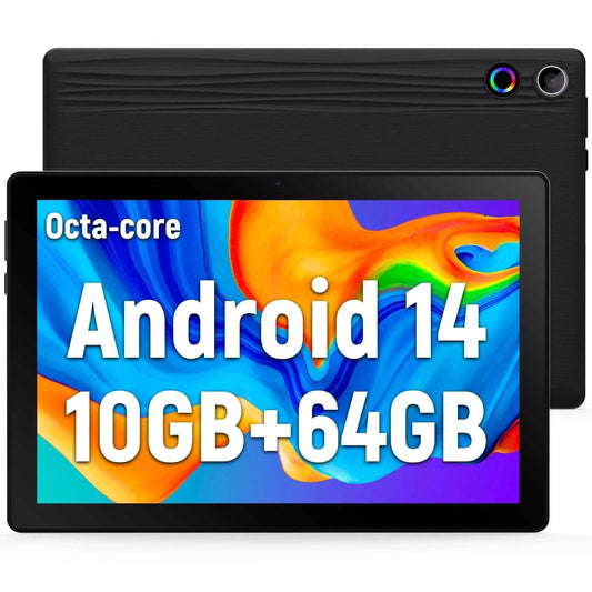 BESTSKI 10.1 Inch Android 14 Tablet, Octa-core 10GB RAM 64GB ROM(Expand to 1TB), 5MP+8MP Dual Cameras, Face ID, WiFi 6,Black - Price Value Store