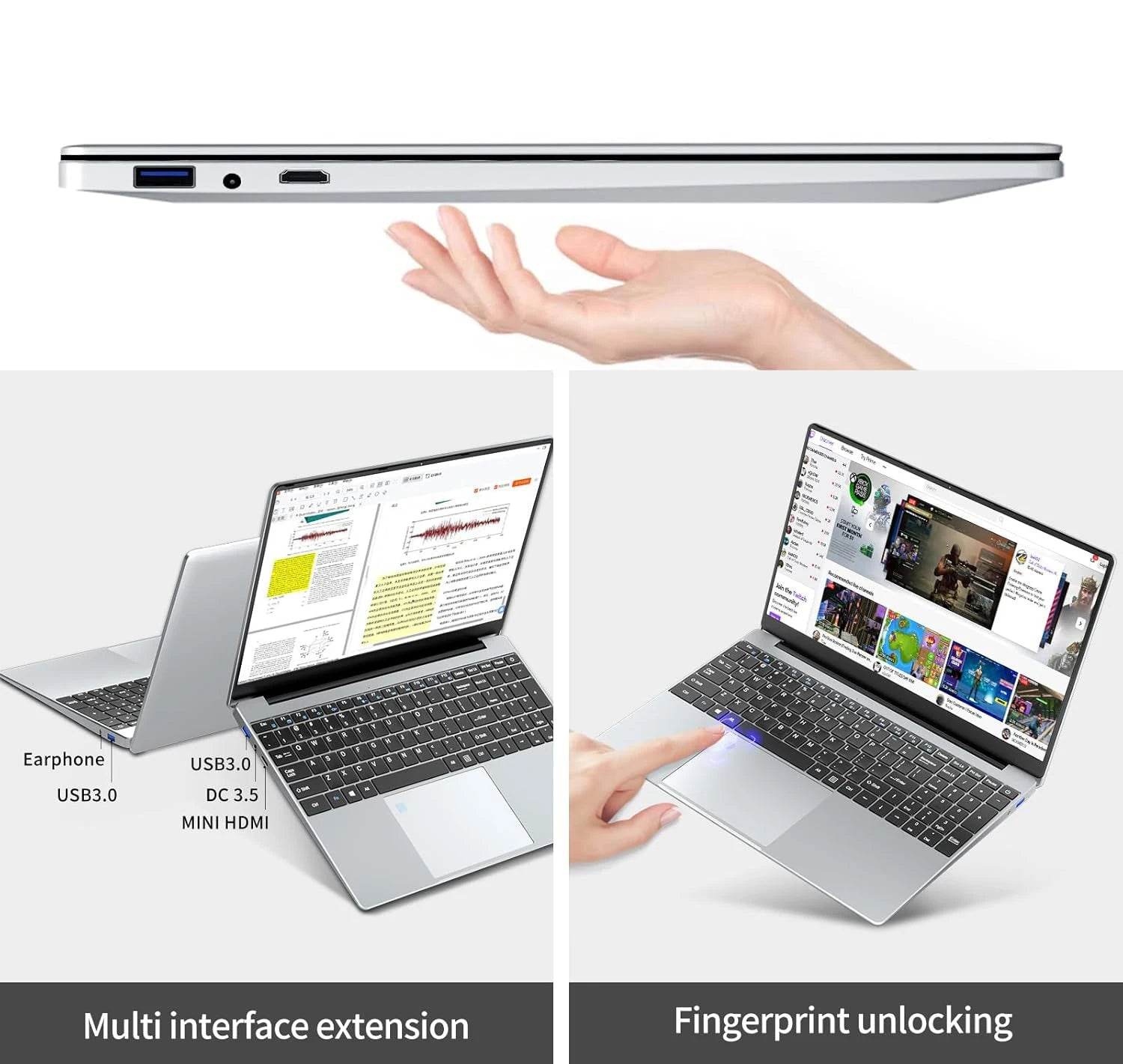 15.6 inch Laptop Computer Intel Celeron N5095 Notebook PC Gamer 16GB DDR4 1TB SSD Office Study PC Windows 11 Pro 1080P Laptops - Price Value Store