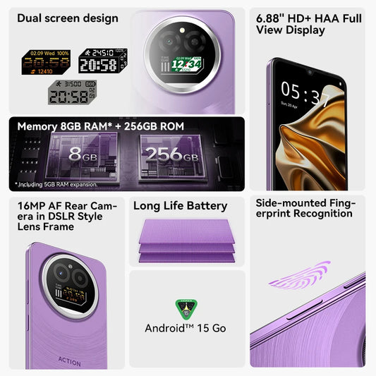 [World Premiere] IIIF150 Action A5Pro Phone Dual Screen Design Smartphone Android 15 8GB RAM 256GB ROM 6.8" HD+ Display 5100mAh