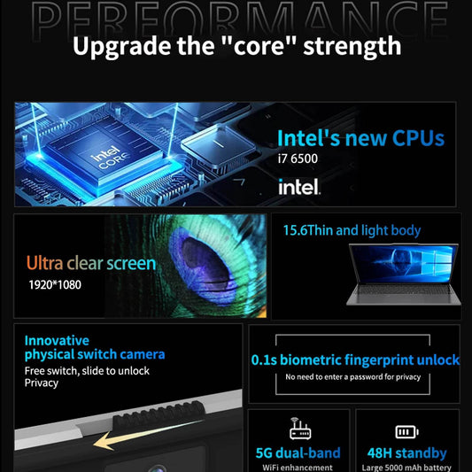 15.6 inch Intel Core i7 6500U Windows 11 Pro Laptop Computer 16GB DDR4 512GB 1TB SSD Portable Notebook PC Gamer Gaming Laptops - Price Value Store
