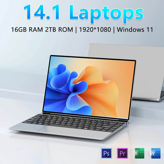 Ultra-Slim Laptop 14.1' FHD Anti-Glare Intel CPU 16 GB RAM 2 TB SSD Windows 11 Multilingual Office Study PC for Business Travel - Price Value Store