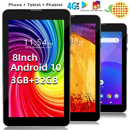 1920x1200 Pixels 8” Android 10 Tablet 3GB RAM 32GB ROM 10-Core MTK6797 4G Phone Call Dual SIM Card WIFI Support GPS Bluetooth - Price Value Store