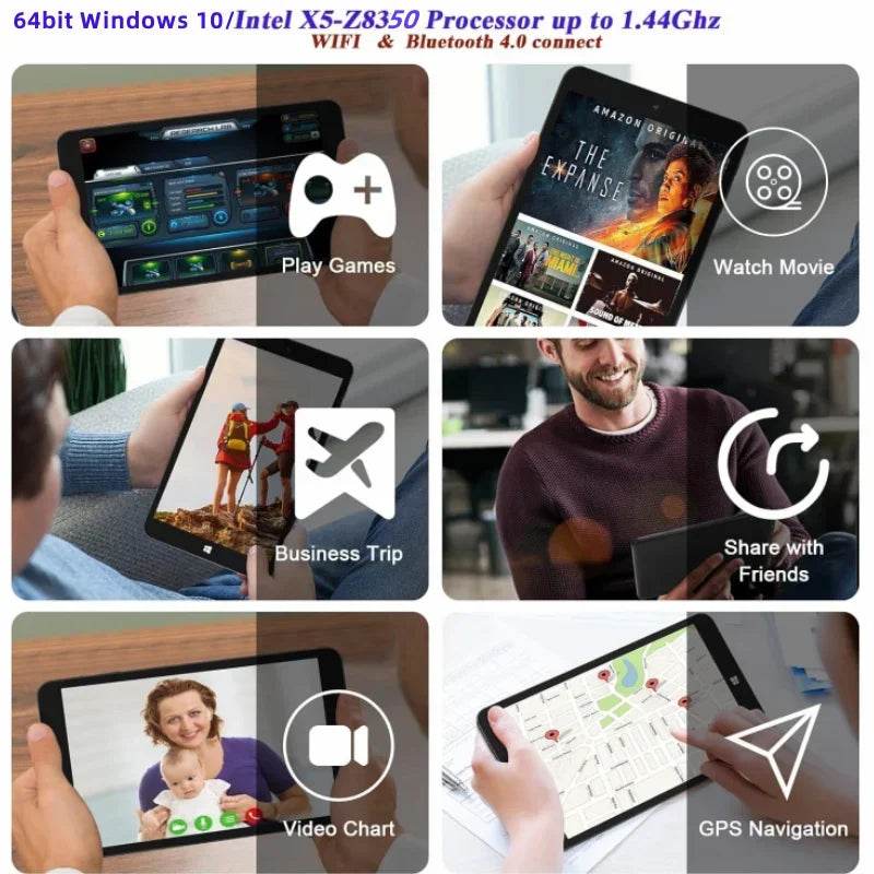 Hot Sale 4GB/8GB RAM 64GB/128GB ROM 8 INCH 64bit Windows 10 Tablets PC X5-Z8350 1.44GHz Quad-Core Mini Tablet Dual Camera - Price Value Store