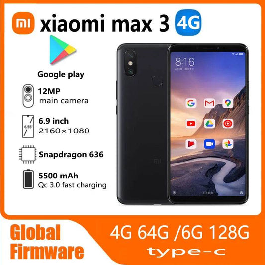 Xiaomi Mi max 3 smartphone 4G Snapdragon 636 Facial recognition Posterior fingerprint Used phone - Price Value Store
