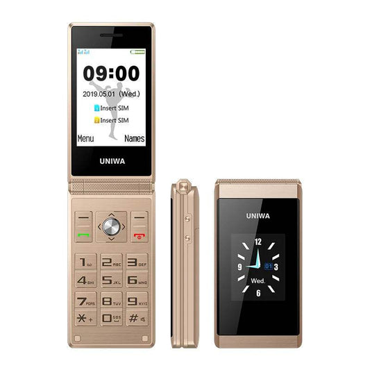 UNIWA X28 Big Push-Button Phone Senior Flip Mobile Phone GSM Dual Sim FM Radio Russian Hebrew Keyboard Clamshell Cellphone - Price Value Store