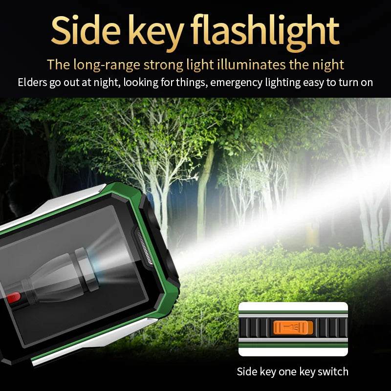 Slim Rugged Outdoor Phone Dual SIM Big Button Long Standby Blacklist Loud Speaker Two Flashlight SOS Dialing MP3 Video Player - Price Value Store
