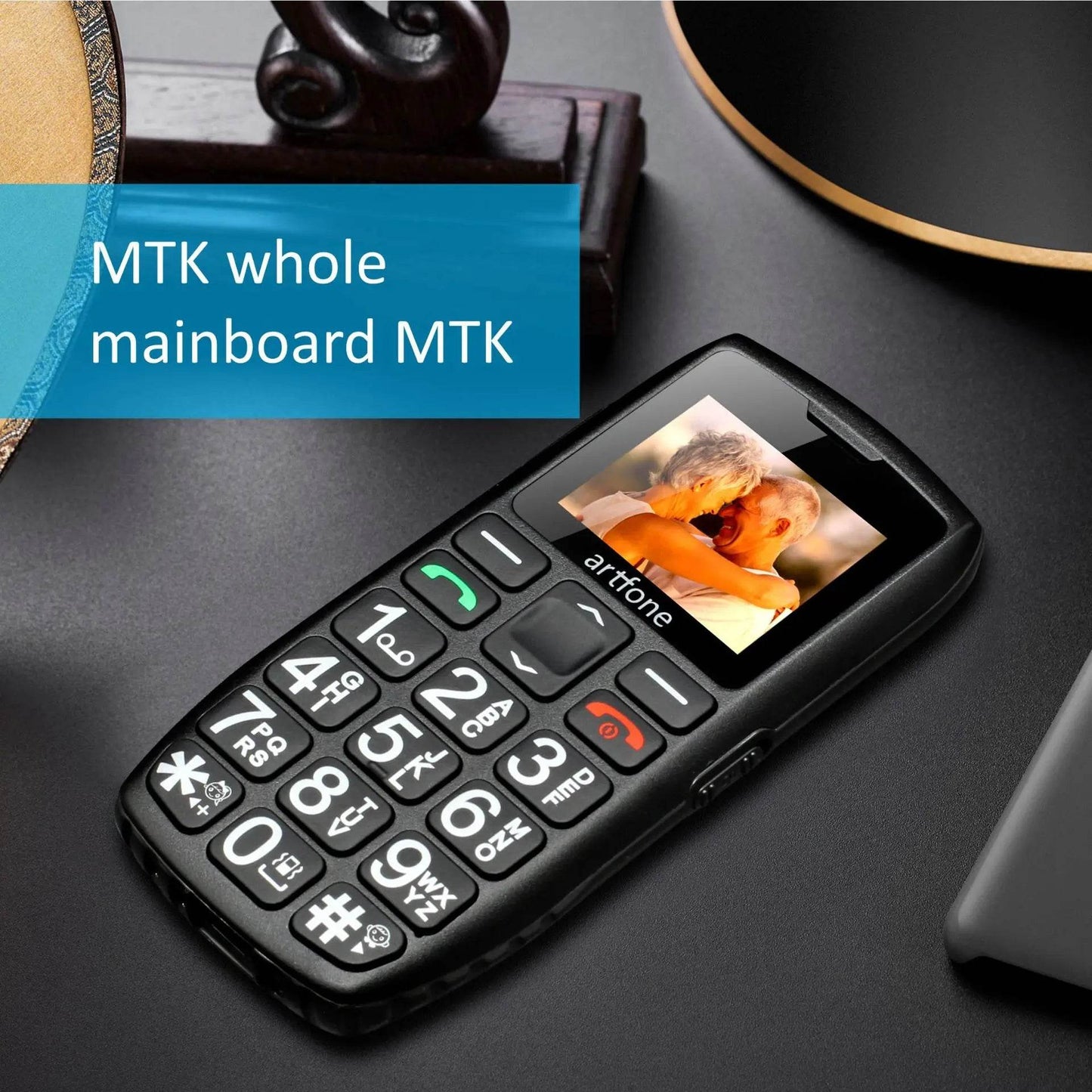 Bar Senior Mobile Phone Artfone C1+ With Free Charging Dock C1 Big Rubber Keypad For Elderly Dual Sim One Key SOS FM 1400mAh - Price Value Store