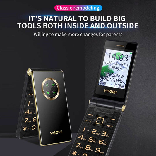 Unlock Cover Elderly Mobile Phone Large Push Button SOS Speed Dial Blacklist Torch Dual Sim Cards Long Standby Flip Cellphone - Price Value Store