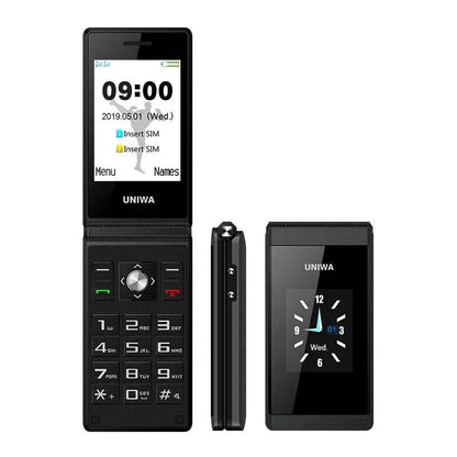 UNIWA X28 Big Push-Button Phone Senior Flip Mobile Phone GSM Dual Sim FM Radio Russian Hebrew Keyboard Clamshell Cellphone - Price Value Store