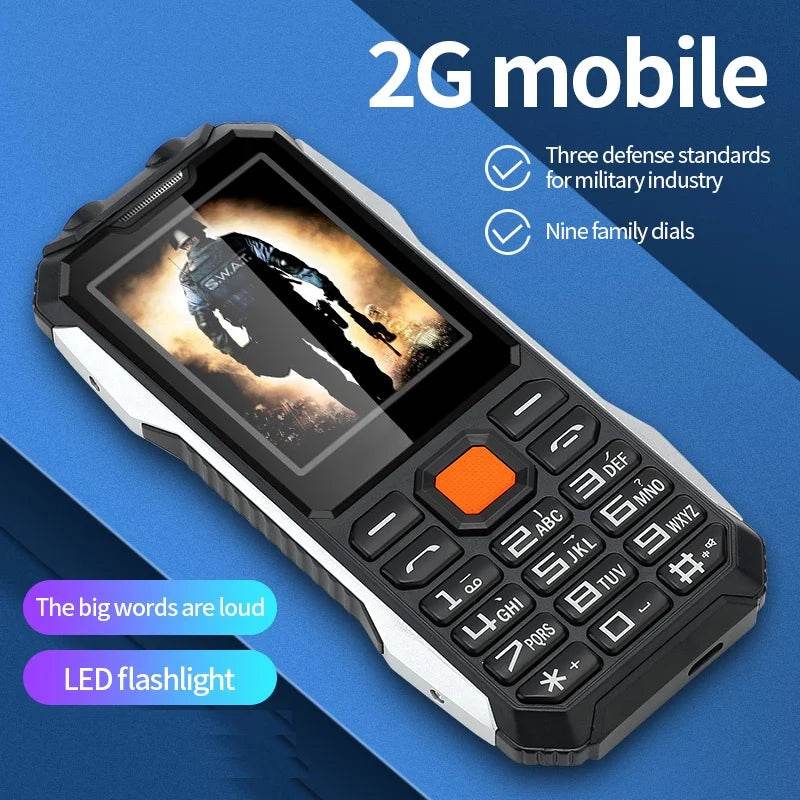 Slim Rugged Outdoor Phone Dual SIM Big Button Long Standby Blacklist Loud Speaker Two Flashlight SOS Dialing MP3 Video Player - Price Value Store