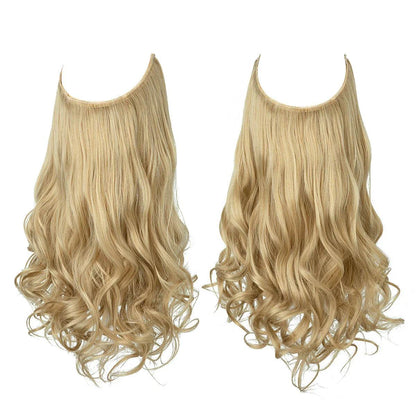 European and American wig one-piece hair quantity multiple U-shaped hair extension female fishing line wig invisible natural long curly hair - Price Value Store