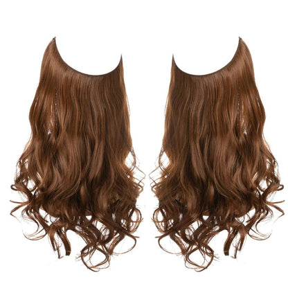 European and American wig one-piece hair quantity multiple U-shaped hair extension female fishing line wig invisible natural long curly hair - Price Value Store