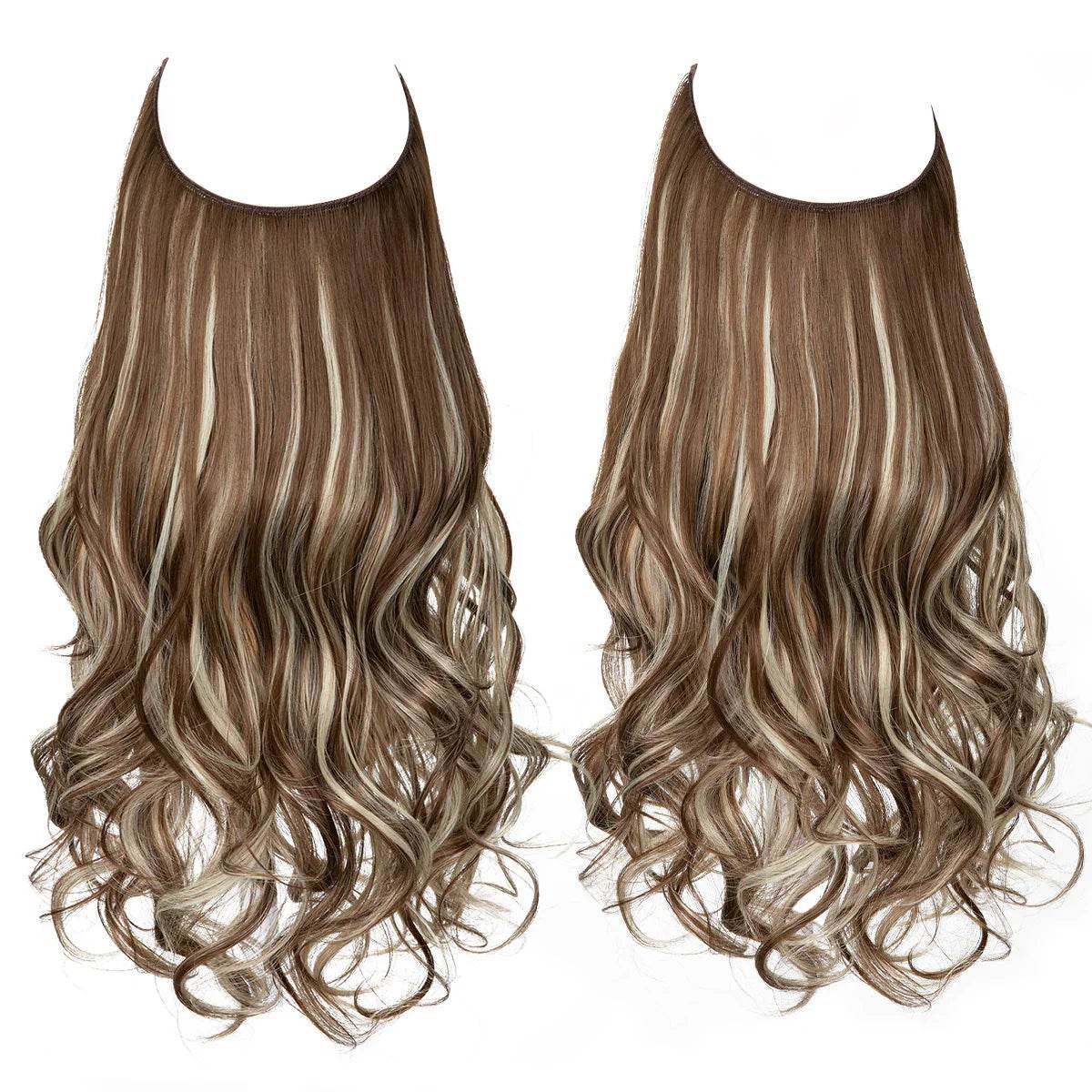 European and American wig one-piece hair quantity multiple U-shaped hair extension female fishing line wig invisible natural long curly hair - Price Value Store