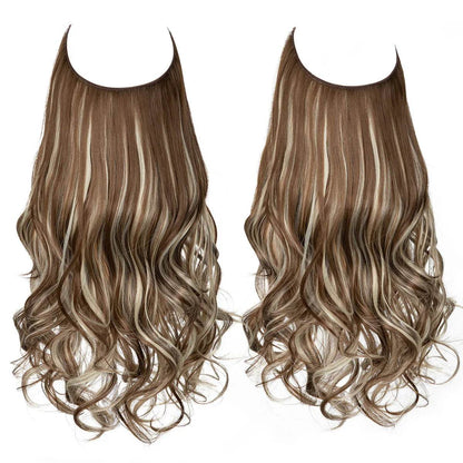 European and American wig one-piece hair quantity multiple U-shaped hair extension female fishing line wig invisible natural long curly hair - Price Value Store