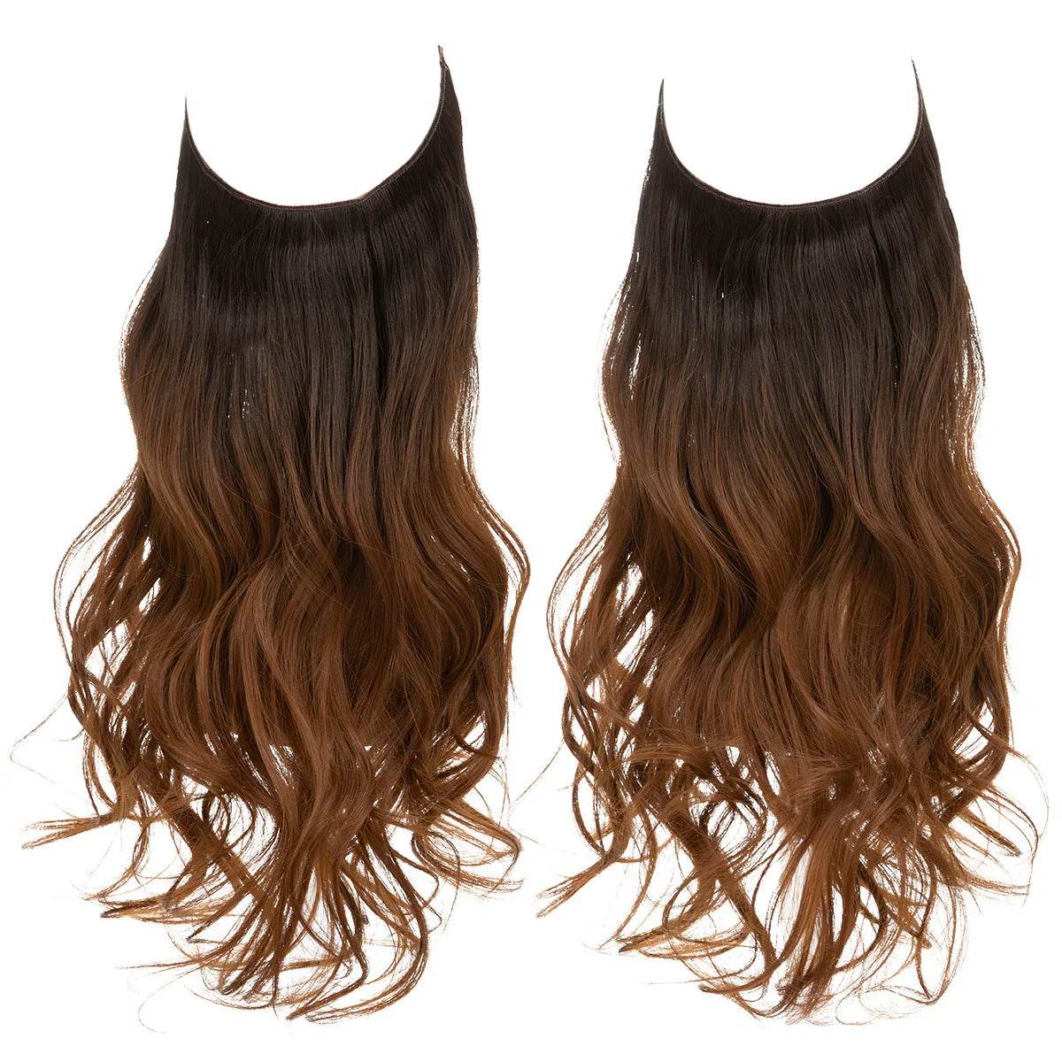 European and American wig one-piece hair quantity multiple U-shaped hair extension female fishing line wig invisible natural long curly hair - Price Value Store