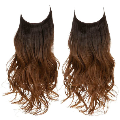 European and American wig one-piece hair quantity multiple U-shaped hair extension female fishing line wig invisible natural long curly hair - Price Value Store