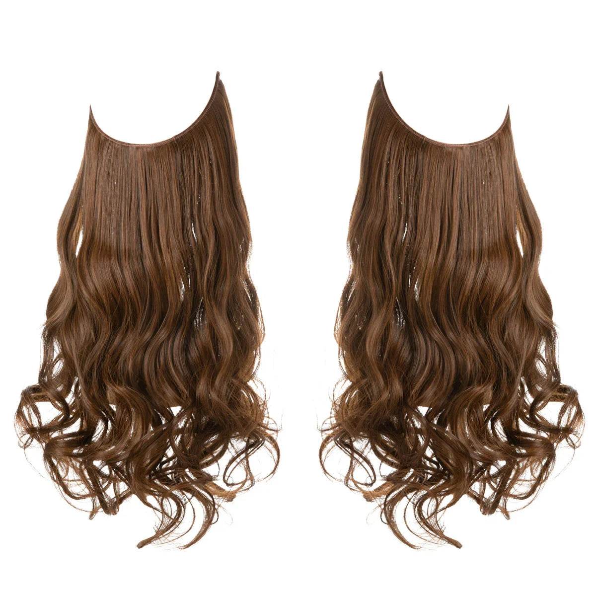 European and American wig one-piece hair quantity multiple U-shaped hair extension female fishing line wig invisible natural long curly hair - Price Value Store