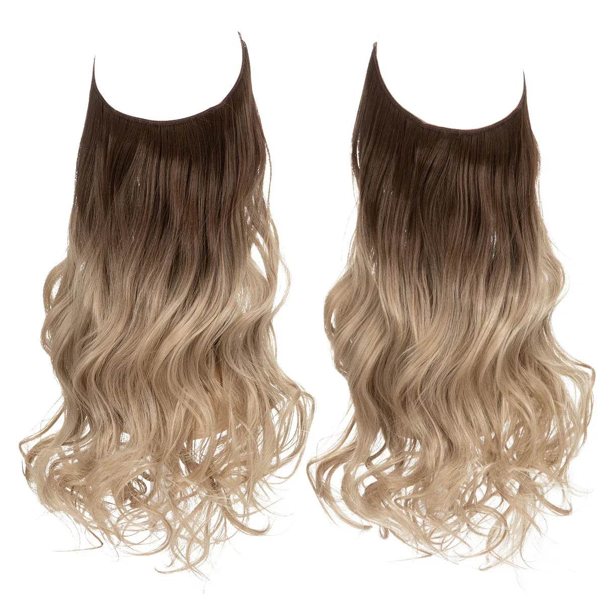 European and American wig one-piece hair quantity multiple U-shaped hair extension female fishing line wig invisible natural long curly hair - Price Value Store