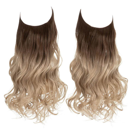 European and American wig one-piece hair quantity multiple U-shaped hair extension female fishing line wig invisible natural long curly hair - Price Value Store