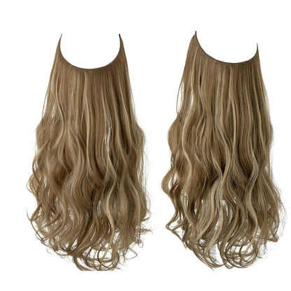 European and American wig one-piece hair quantity multiple U-shaped hair extension female fishing line wig invisible natural long curly hair - Price Value Store