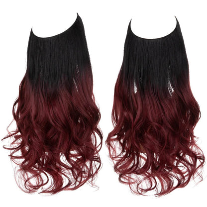 European and American wig one-piece hair quantity multiple U-shaped hair extension female fishing line wig invisible natural long curly hair - Price Value Store