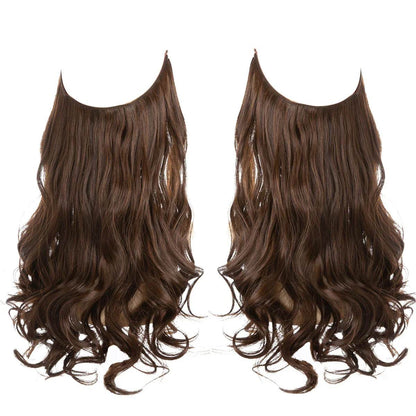 European and American wig one-piece hair quantity multiple U-shaped hair extension female fishing line wig invisible natural long curly hair - Price Value Store