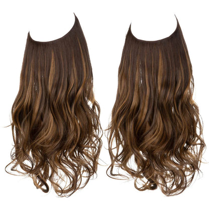 European and American wig one-piece hair quantity multiple U-shaped hair extension female fishing line wig invisible natural long curly hair - Price Value Store