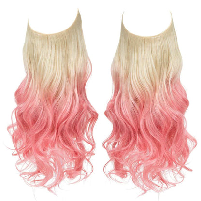 European and American wig one-piece hair quantity multiple U-shaped hair extension female fishing line wig invisible natural long curly hair - Price Value Store