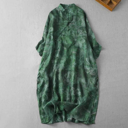 Artistic V-neck printed dress - Price Value Store