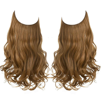 European and American wig one-piece hair quantity multiple U-shaped hair extension female fishing line wig invisible natural long curly hair - Price Value Store