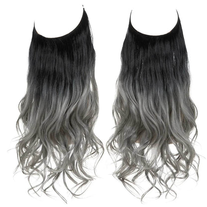 European and American wig one-piece hair quantity multiple U-shaped hair extension female fishing line wig invisible natural long curly hair - Price Value Store