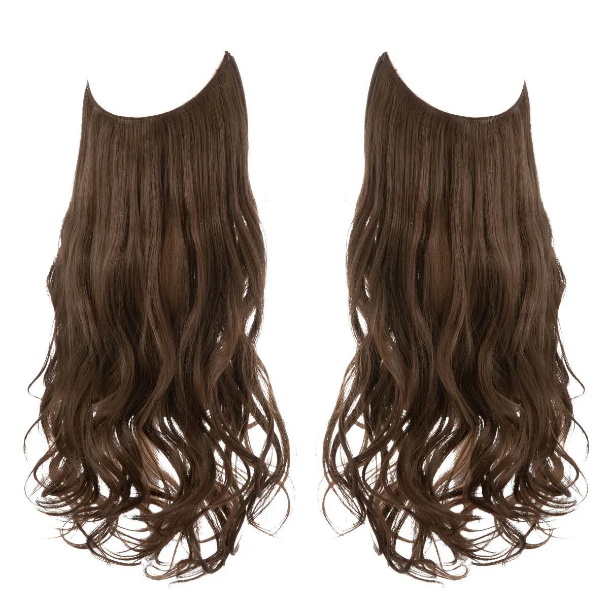 European and American wig one-piece hair quantity multiple U-shaped hair extension female fishing line wig invisible natural long curly hair - Price Value Store