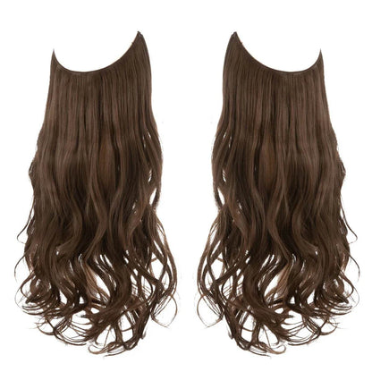 European and American wig one-piece hair quantity multiple U-shaped hair extension female fishing line wig invisible natural long curly hair - Price Value Store