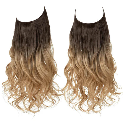 European and American wig one-piece hair quantity multiple U-shaped hair extension female fishing line wig invisible natural long curly hair - Price Value Store