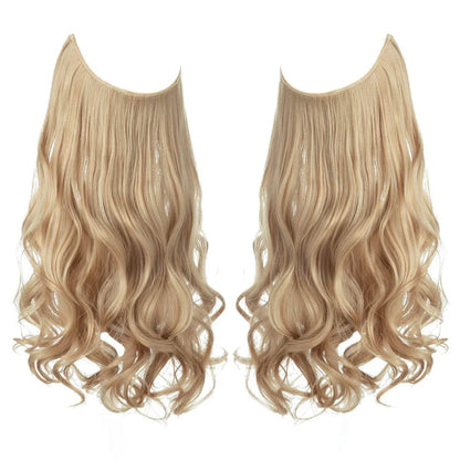 European and American wig one-piece hair quantity multiple U-shaped hair extension female fishing line wig invisible natural long curly hair - Price Value Store