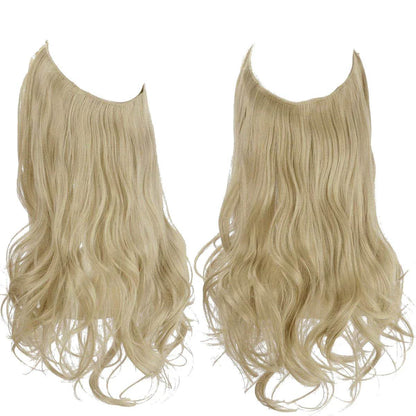 European and American wig one-piece hair quantity multiple U-shaped hair extension female fishing line wig invisible natural long curly hair - Price Value Store