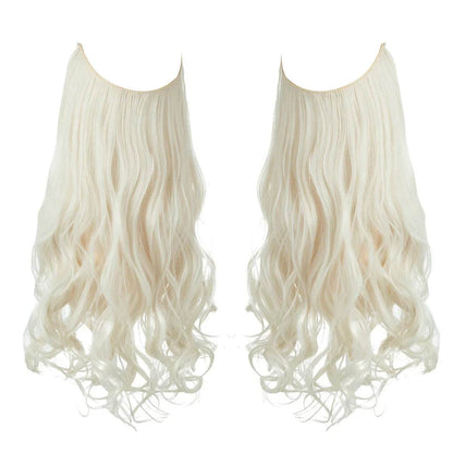 European and American wig one-piece hair quantity multiple U-shaped hair extension female fishing line wig invisible natural long curly hair - Price Value Store