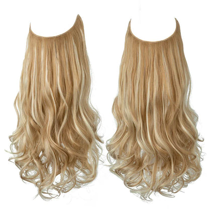 European and American wig one-piece hair quantity multiple U-shaped hair extension female fishing line wig invisible natural long curly hair - Price Value Store