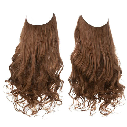 European and American wig one-piece hair quantity multiple U-shaped hair extension female fishing line wig invisible natural long curly hair - Price Value Store