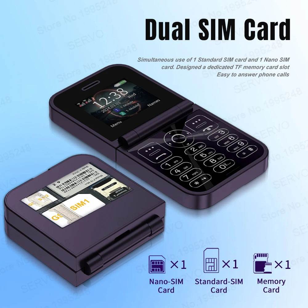 SERVO F15 Mini Small Flip Mobile Phone 2 SIM Standby Speed Dial Magic Voice Flashlight Call Recording 2G GSM Cute Fold Cellphone - Price Value Store