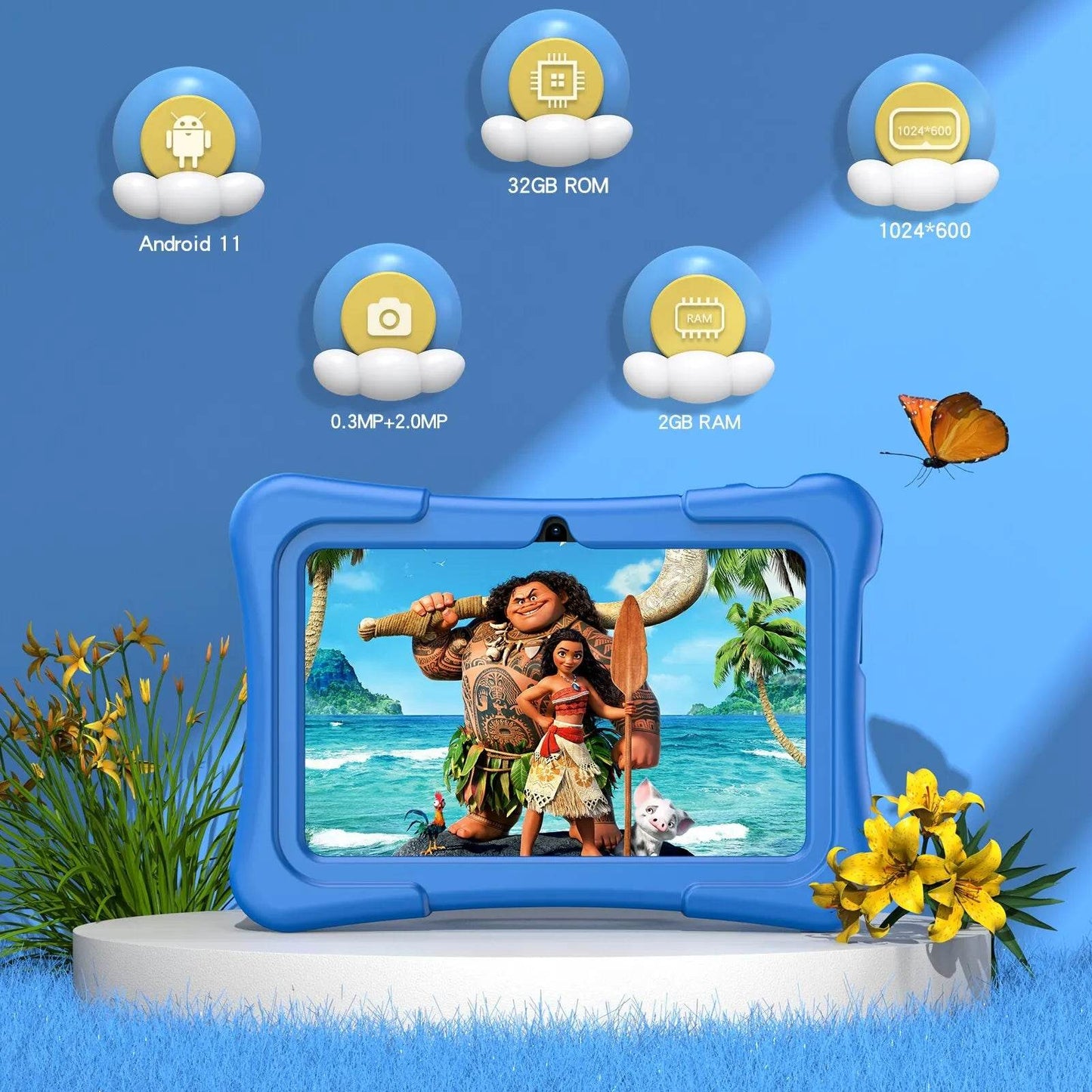PRITOM Tablet for Kids 7 Inch Android 11 32 GB WiFi Bluetooth Dual Camera Educational Software Installed with Proof Case - Price Value Store