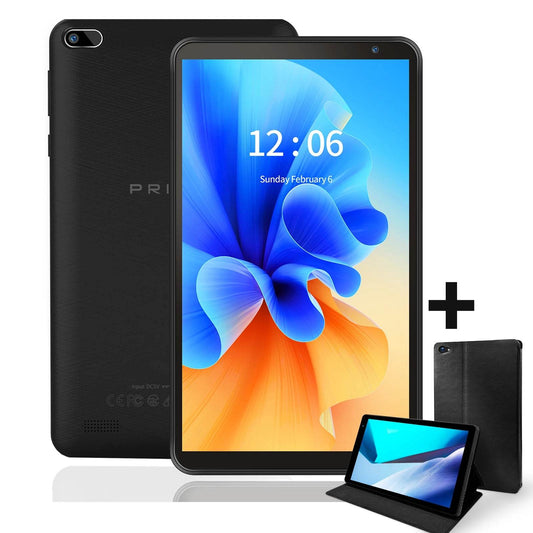PRITOM 7 Inch Tablet PC 32 GB Android 11 with Quad Core Processor HD IPS Display Dual Camera WiFi with PU Protective Case - Price Value Store