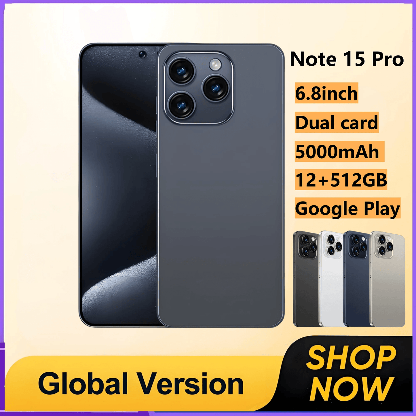 Smartphone Note 14 Pro Android 5G phone,6000mAH,12GB RAM 256G 512G 1TB ROM,6.8Inch,1920x1080HD,24+48MP,MTK10 Core Global Vision - Price Value Store
