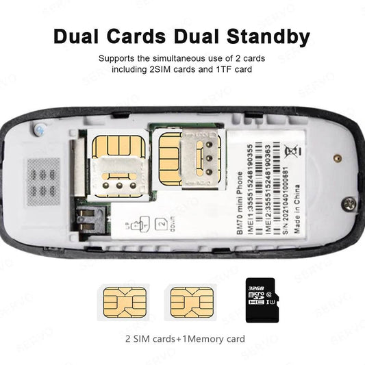 SERVO 2G GSM Mini Mobile Phone 2 SIM Card Auto Call Record Bluetooth Call Magic Voice Low Radiation Portable Cellphone Blacklist - Price Value Store