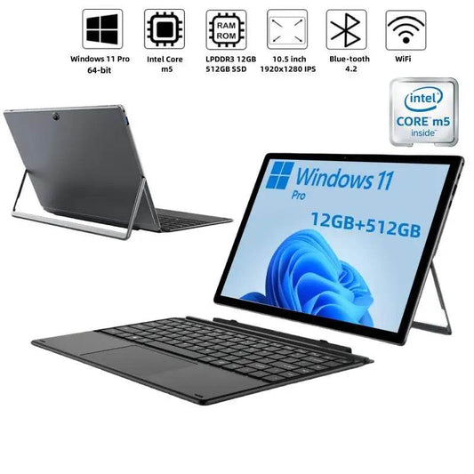 LPDDR3 12GB RAM 512GB SSD ROM 10.5 INCH Windows 11 Pro Tablet 64Bits Intel Core m5 CPU 1920*1280IPS Dual Cameras 2 x USB-A 3.0 - Price Value Store